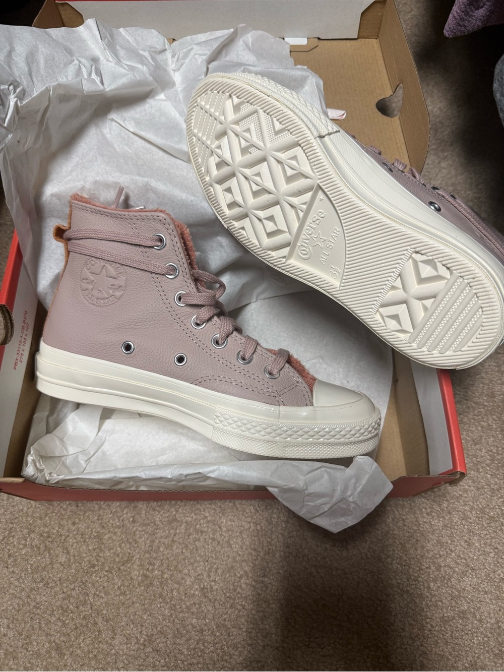 Converse High Top Sneakers in Dusty Pink and Cream